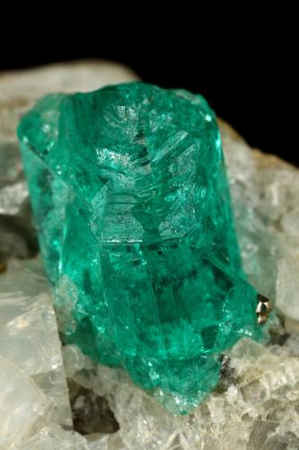 Beryl (variety emerald), Calcite, Pyrite<br />Chivor (distrito minero), Municipio Chivor, Cinturón Esmeraldífero Oriental, Departamento Boyacá, Colombia<br />35x23x20mm, xl=9mm<br /> (Author: Fiebre Verde)