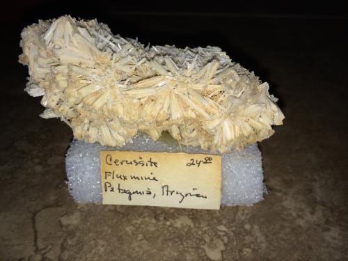 Cerussite<br />Flux Mine, Flux Gulch, Alum Gulch, Patagonia Mountains, Harshaw District, Santa Cruz County, Arizona, USA<br />95 X 50 X 40 mm<br /> (Author: Robert Seitz)