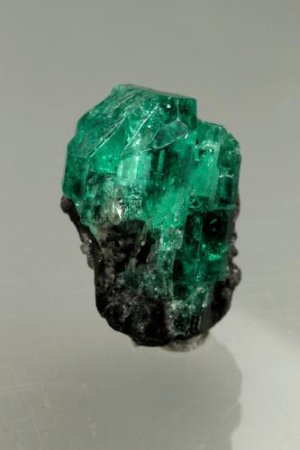 Beryl (variety emerald)<br />Chivor mining district, Municipio Chivor, Eastern Emerald Belt, Boyacá Department, Colombia<br />aggregate=18x13mm<br /> (Author: Fiebre Verde)