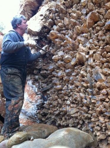 Quartz<br />Jessieville, Garland County, Arkansas, USA<br />Human for scale<br /> (Author: vic rzonca)