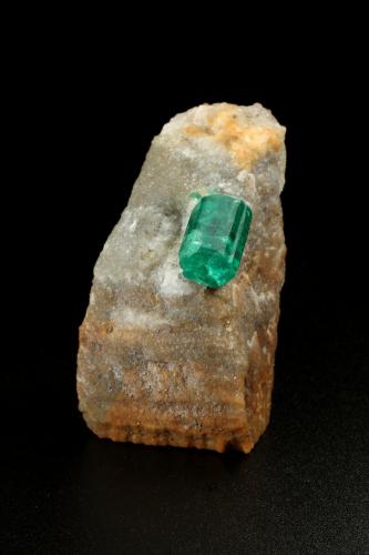 Beryl (variety emerald), Pyrite<br />Kamar Safed outcrop (Kamar Saphed), Khenj emerald area, Khenj District, Panjshir Province, Afghanistan<br />40x28x22mm, xl=11x7mm<br /> (Author: Fiebre Verde)