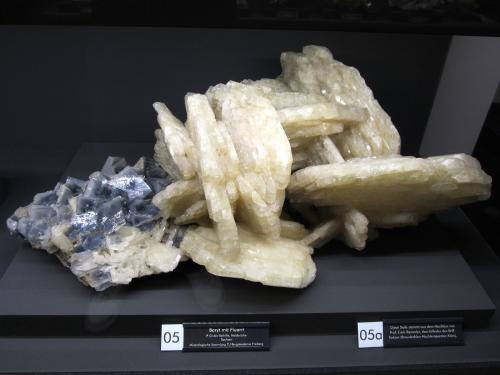 Fluorite, Barite<br />Beihilfe Mine, Halsbrücke, Freiberg District, Erzgebirgskreis, Saxony/Sachsen, Germany<br />~ 45 cm<br /> (Author: Tobi)