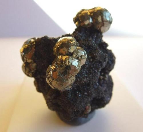 Pyrite on Galena<br />West Fork Mine, West Fork, Viburnum Trend District, Reynolds County, Missouri, USA<br />5 x 3 cm.<br /> (Author: Jordi Fabre)