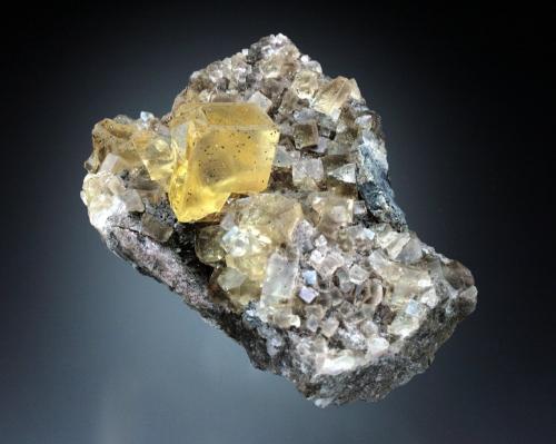 Fluorite<br />Seata Mine, Aysgarth, Wensleydale, North Pennines Orefield, Yorkshire, England / United Kingdom<br />8x5x3 cm overall size<br /> (Author: Jesse Fisher)