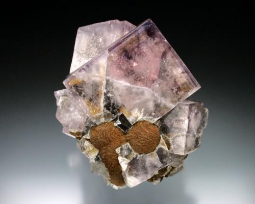 Fluorite with Siderite<br />Weardale, North Pennines Orefield, County Durham, England / United Kingdom<br />8x7x6 cm overall size<br /> (Author: Jesse Fisher)