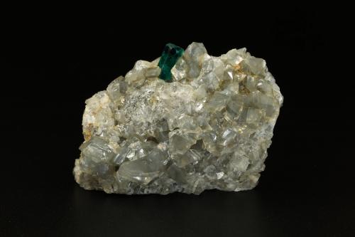 Beryl (variety emerald), Calcite, Dolomite, Pyrite<br />Chivor mining district, Municipio Chivor, Eastern Emerald Belt, Boyacá Department, Colombia<br />50x39x20mm, xl=10mm<br /> (Author: Fiebre Verde)