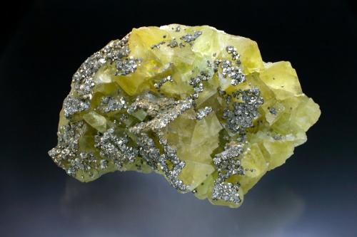 Fluorite, Pyrite<br />Wheal Mary Ann, Menheniot, Liskeard, Cornwall, England / United Kingdom<br />14x9x6 cm overall size<br /> (Author: Jesse Fisher)
