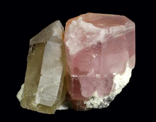 Beryl (var. Morganite) with Quartz and Albite<br />Cryo-Genie Mine, Warner Springs, Warner Springs District, San Diego County, California, USA<br />150 x 118 x 113 mm<br /> (Author: GneissWare)