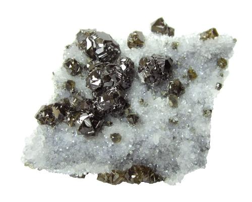 Sphalerite (variety cleiophane), Quartz<br />Depósito Krushev dol, Mina Krushev dol, Zona minera Madan, Montes Rhodope, Smolyan Oblast, Bulgaria<br />Specimen size 7 cm, largest crystal 8 mm<br /> (Author: Tobi)