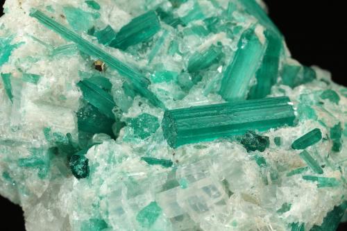 Beryl (variety emerald), Dolomite, Pyrite<br />Chivor mining district, Municipio Chivor, Eastern Emerald Belt, Boyacá Department, Colombia<br />42mm across, xls up to 14mm<br /> (Author: Fiebre Verde)