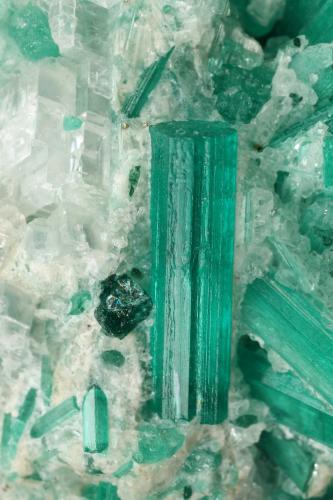 Beryl (variety emerald), Dolomite, Pyrite<br />Chivor mining district, Municipio Chivor, Eastern Emerald Belt, Boyacá Department, Colombia<br />42mm across, xls up to 14mm<br /> (Author: Fiebre Verde)