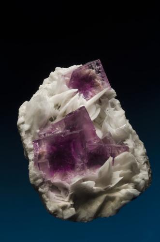 Fluorite on Barite<br />La Cabaña, Valdelmar, Berbes mining area, Berbes, Ribadesella, Comarca Oriente, Principality of Asturias (Asturias), Spain<br />8cm<br /> (Author: Gail)