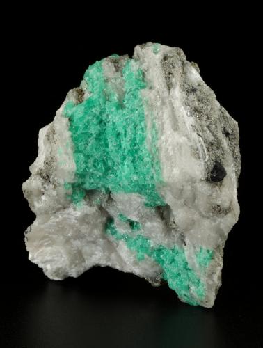 Beryl (variety emerald), Calcite, Pyrite<br />Coscuez (distrito minero), Mina Jerusalem, Municipio San Pablo de Borbur, Cinturón Esmeraldífero Occidental, Departamento Boyacá, Colombia<br />53x61x36mm<br /> (Author: Fiebre Verde)
