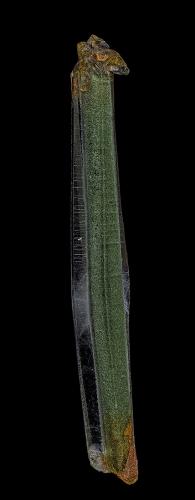 Quartz with Chlorite<br />Mount Ida, Montgomery County, Arkansas, USA<br />62 x 8 mm<br /> (Author: am mizunaka)