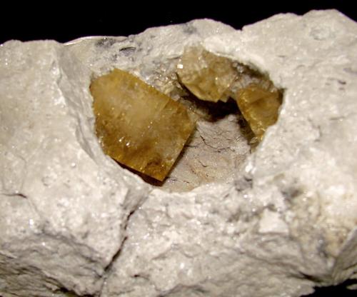 fluorite<br />May Stone and Sand Quarry (Hoosier Sand and Gravel Quarry), Fort Wayne, Allen County, Indiana, USA<br />largest fluorite is 4.5 cm x 3.0 cm<br /> (Author: Bob Harman)