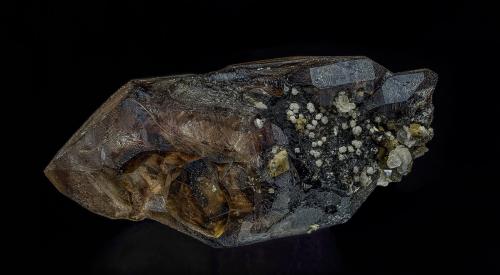 Quartz (variety smoky quartz), Albite<br />Mont Saint-Hilaire, La Vallée-du-Richelieu RCM, Montérégie, Québec, Canada<br />6.3 x 3.0 cm<br /> (Author: am mizunaka)