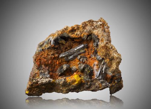 Chervetite with Francevillite and Curienite<br />Mounana Mine, Franceville, Haut-Ogooué Province, Gabon<br />7,0	x	5,5	x	4,0	cm<br /> (Author: MIM Museum)
