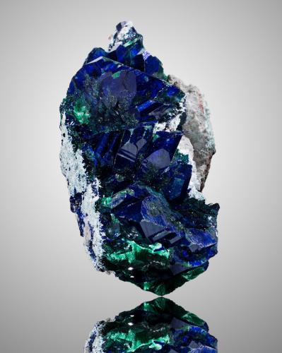 Azurite and Malachite<br />Milpillas Mine, Cuitaca, Municipio Santa Cruz, Sonora, Mexico<br />17,0	x	8,5	x	8,5	cm<br /> (Author: MIM Museum)