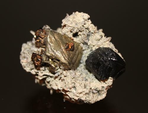 Sphalerite, Chalcopyrite, Tetrahedrite, Quartz<br />Dalnegorsk, Dalnegorsk Urban District, Primorsky Krai, Russia<br />7.0 x 6.6 cm<br /> (Author: Don Lum)