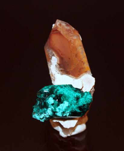 Dioptase, Quartz<br />Namibia<br />51mm x 30mm<br /> (Author: Don Lum)