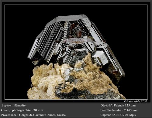 Hematite<br />Cavradi, Curnera Valley, Tujetsch (Tavetsch), Vorderrhein Valley, Grischun (Grisons; Graubünden), Switzerland<br />fov 20 mm<br /> (Author: ploum)