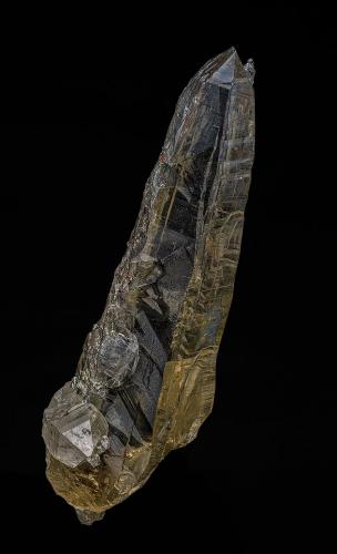 Quartz (variety smoky), Rutile<br />Adams Hiddenite and Emerald Mine, Alexander County, North Carolina, USA<br />11.0 x 2.3 cm<br /> (Author: am mizunaka)