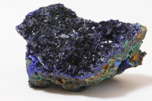 Azurite with Malachite<br />Liufengshan Mine, Guichi District, Chizhou Prefecture, Anhui Province, China<br />7.1 x 4.6 x 4.2 cm<br /> (Author: steven calamuci)