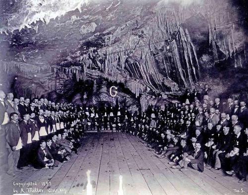 _The Masonic Grand Lodge hold an annual meeting in a cave at the 200 level of the Czar Mine, Bisbee, AZ. 1897. (Author: vic rzonca)