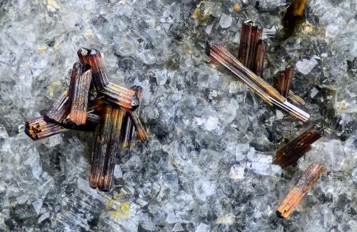 Rutilo<br />Sierra de los Filabres, Municipio Serón, Comarca Valle del Almanzora, Almería, Andalucía, España<br />Campo de visión 1,5 mm.<br /> (Autor: Juan Miguel)