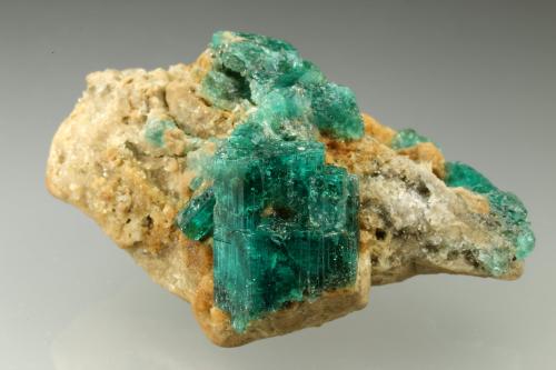 Beryl (variety emerald), Pyrite<br />Chivor mining district, Municipio Chivor, Eastern Emerald Belt, Boyacá Department, Colombia<br />50x24x36mm, aggregate=18x14mm<br /> (Author: Fiebre Verde)