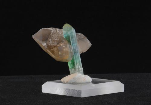 Tourmaline and Quartz<br />Dara-i-Pech pegmatite, Chapa Dara District, Kunar Province (Konar), Afghanistan<br />3.1 x 2.8 x  2.5 cm<br /> (Author: steven calamuci)