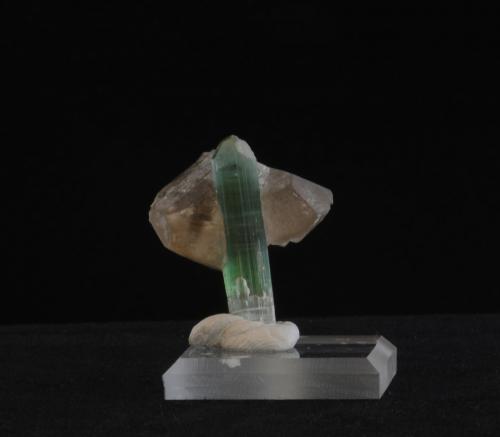 Tourmaline and Quartz<br />Pegmatita Dara-i-Pech, Distrito Chapa Dara, Provincia Kunar (Konar), Afganistán<br />3.1 x 2.8 x  2.5 cm<br /> (Author: steven calamuci)