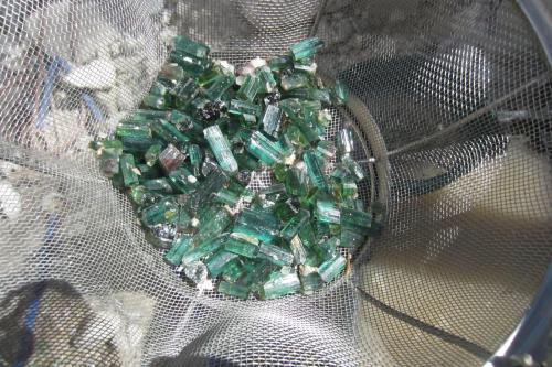 Tourmaline (Group)<br />Cantera Berry-Havey (Cantera Havey), Poland, Condado Androscoggin, Maine, USA<br />the botton of the colander is about 14 cm.<br /> (Author: vic rzonca)