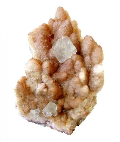 Fluorite on Calcite<br />Artenberg Quarry, Haslach im Kinzigtal, Steinach, Ortenaukreis, Freiburg, Baden-Württemberg, Germany<br />Specimen height 5 cm, largest fluorite 1 cm<br /> (Author: Tobi)