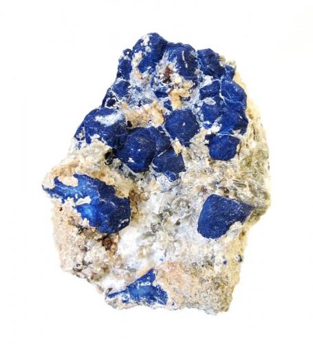 Lazurite<br />Ladjuar Medam, Sar-e Sang, Koksha Valley, Khash & Kuran Wa Munjan Districts, Badakhshan Province, Afghanistan<br />Specimen height 7 cm<br /> (Author: Tobi)