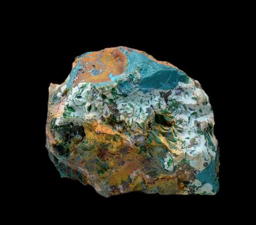 Torbernita y Turquesa<br />Obejo Mine, Valdelagrana, Andújar, Comarca de la Campiña, Jaén, Andalusia, Spain<br />40 x 35 x 26 mm<br /> (Autor: Antonio Carmona)