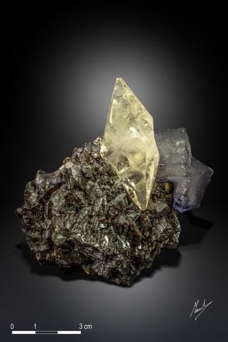 Calcite, Sphalerite and Fluorite<br />Elmwood Mine, Carthage, Central Tennessee Ba-F-Pb-Zn District, Smith County, Tennessee, USA<br />87 X 68<br /> (Author: Manuel Mesa)