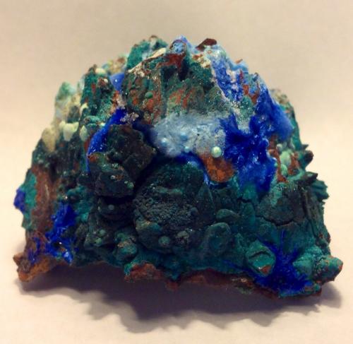Cyanotrichite, Spangolite<br />Jean Baptiste Mine, Kamariza Mines, Agios Konstantinos, Lavrion Mining District, Attikí (Attica) Prefecture, Greece<br />4.5 cm<br /> (Author: JC)