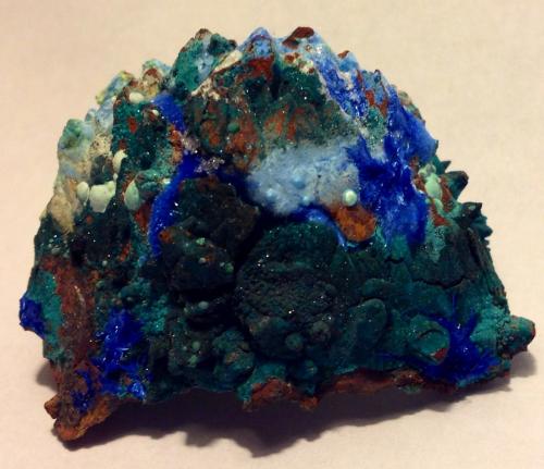 Cyanotrichite, Spangolite<br />Jean Baptiste Mine, Kamariza Mines, Agios Konstantinos, Lavrion Mining District, Attikí (Attica) Prefecture, Greece<br />4.5 cm<br /> (Author: JC)