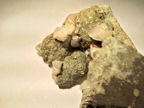 Copper, Silver, Prehnite, Calcite<br />Lake Superior copper district, Keweenaw County, Michigan, USA<br />100 mm x 80 mm x 60 mm<br /> (Author: Robert Seitz)