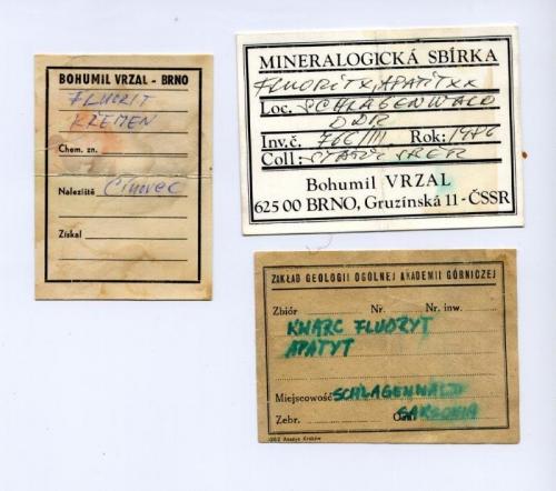 labels for Czech fluorite on quartz (Author: Jesse Fisher)