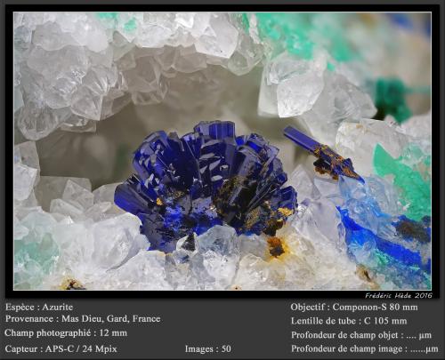 Azurite<br />Mas Dieu, Mercoirol, Alès, Gard, Occitanie, France<br />fov 12 mm<br /> (Author: ploum)