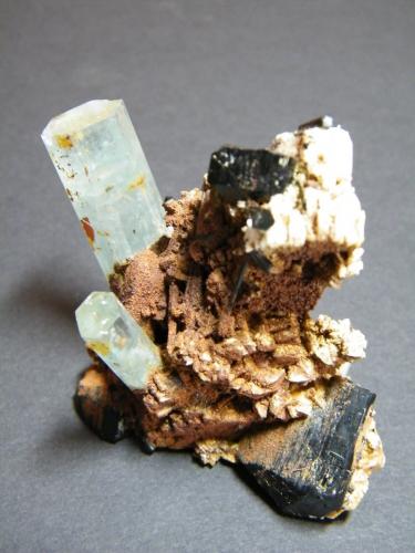 Beryl (var. Aquamarine) and Schorl<br />Erongo Mountain, Usakos, Erongo Region, Namibia<br />70mmx60mmx50mm<br /> (Author: Heimo Hellwig)