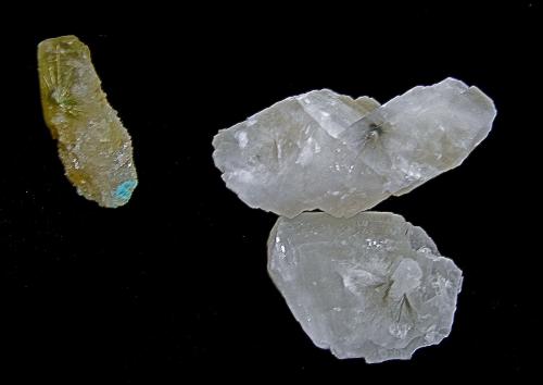 Millerite in Calcite and Barite<br />Condado Monroe, Indiana, USA<br />The millerite spays are up to 2 cm<br /> (Author: Bob Harman)