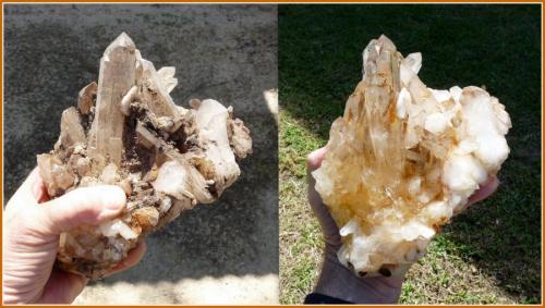 Quartz<br />Ceres, Warmbokkeveld Valley, Ceres, Valle Warmbokkeveld, Witzenberg, Cape Winelands, Western Cape Province, South Africa<br />Hand for size.<br /> (Author: Pierre Joubert)