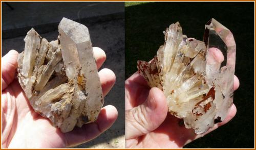 Quartz<br />Ceres, Warmbokkeveld Valley, Ceres, Valle Warmbokkeveld, Witzenberg, Cape Winelands, Provincia Occidental del Cabo, Sudáfrica<br />Hand for size.<br /> (Author: Pierre Joubert)