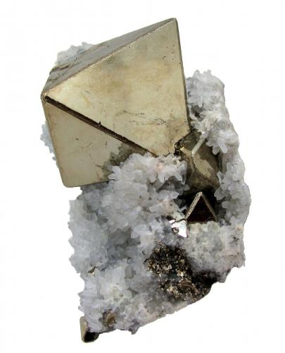 Pyrite, Quartz<br />Huanzala Mine, Huallanca District, Dos de Mayo Province, Huánuco Department, Peru<br />102 mm x 70 mm x 40 mm<br /> (Author: Carles Millan)