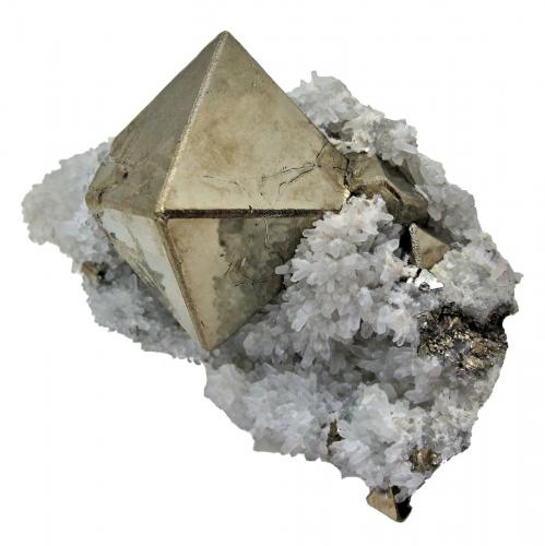 Pyrite, Quartz<br />Mina Huanzala, Distrito Huallanca, Provincia Dos de Mayo, Departamento Huánuco, Perú<br />102 mm x 70 mm x 40 mm<br /> (Author: Carles Millan)