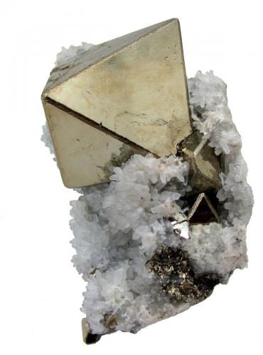 Pyrite, Quartz<br />Mina Huanzala, Distrito Huallanca, Provincia Dos de Mayo, Departamento Huánuco, Perú<br />102 mm x 70 mm x 40 mm<br /> (Author: Carles Millan)