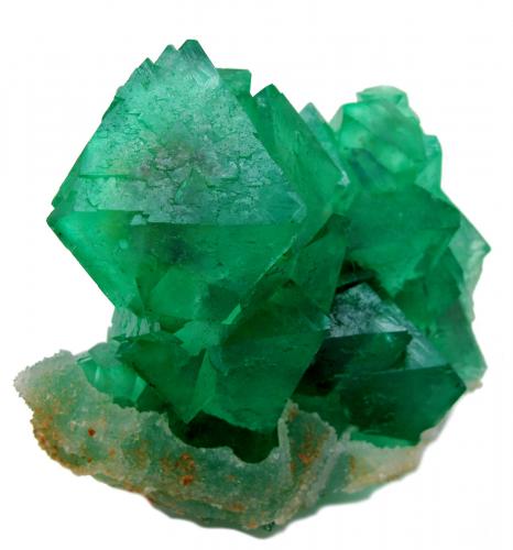 Fluorite, Quartz<br />Riemvasmaak, Orange river area, Kakamas, ZF Mgcawu District, Northern Cape Province, South Africa<br />110mm x 90mm x 55mm. Main crystal size: 48mm tall, 37mm on edge<br /> (Author: Carles Millan)